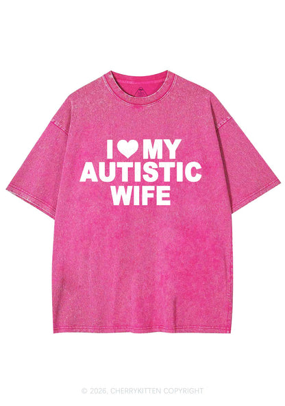I Love My Autistic Wife Y2K Shirts Washed Tee Cherrykitten