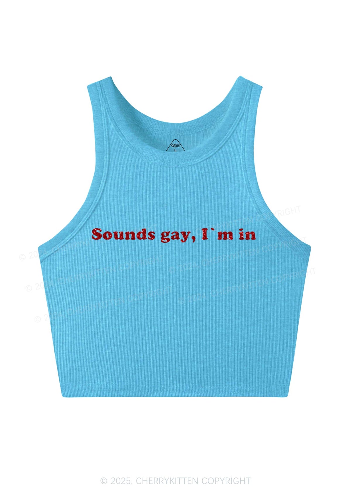 Glitter Sounds Gay Pride Y2K Crop Tank Top Cherrykitten