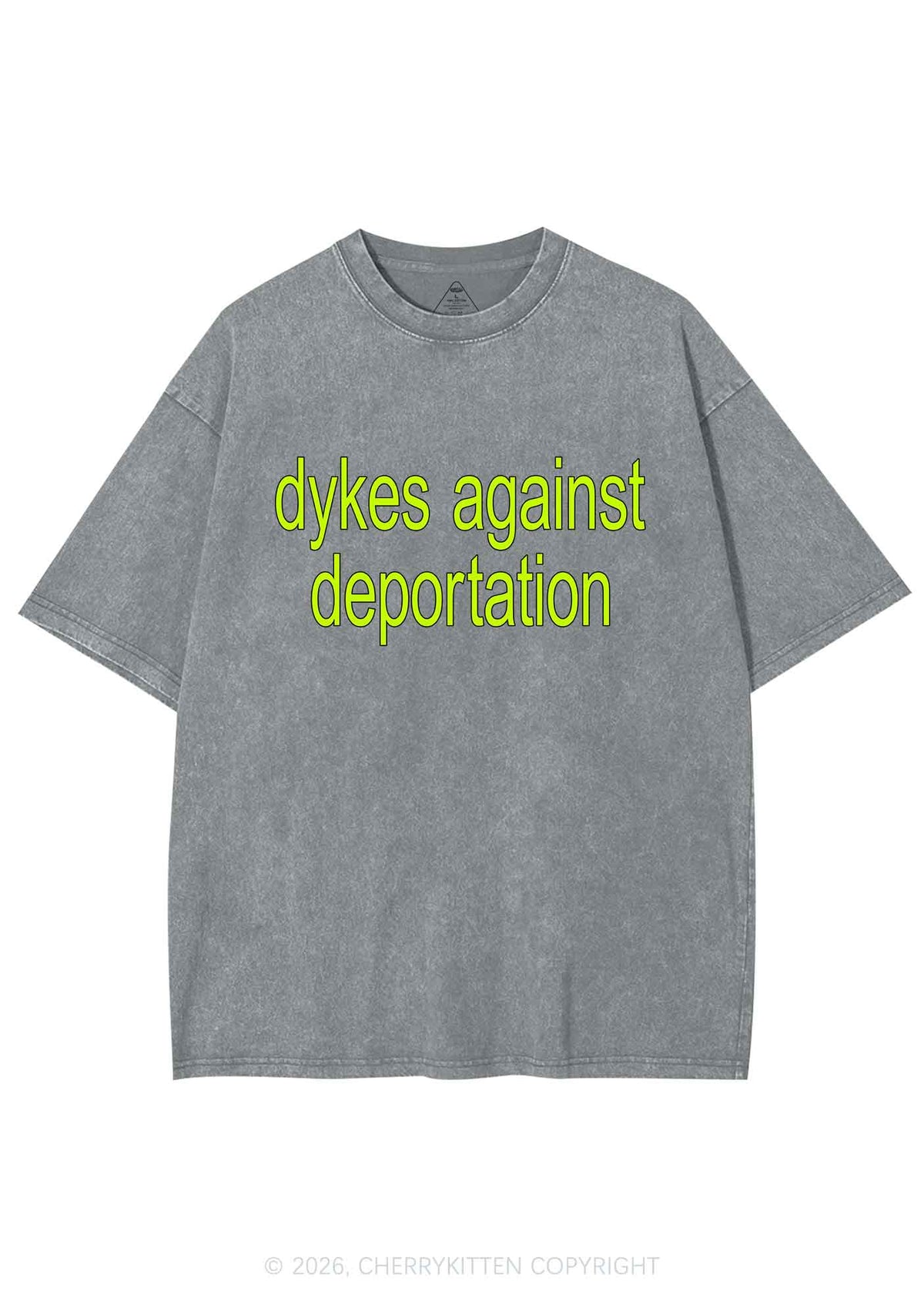 Dykes Against Deportation Pride Y2K Shirts Washed Tee Cherrykitten