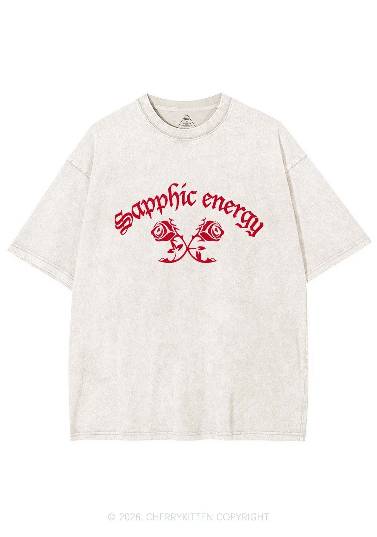 Sapphic Energy Pride Y2K Shirts Washed Tee Cherrykitten