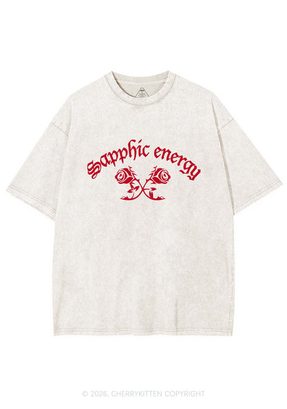 Sapphic Energy Pride Y2K Shirts Washed Tee Cherrykitten