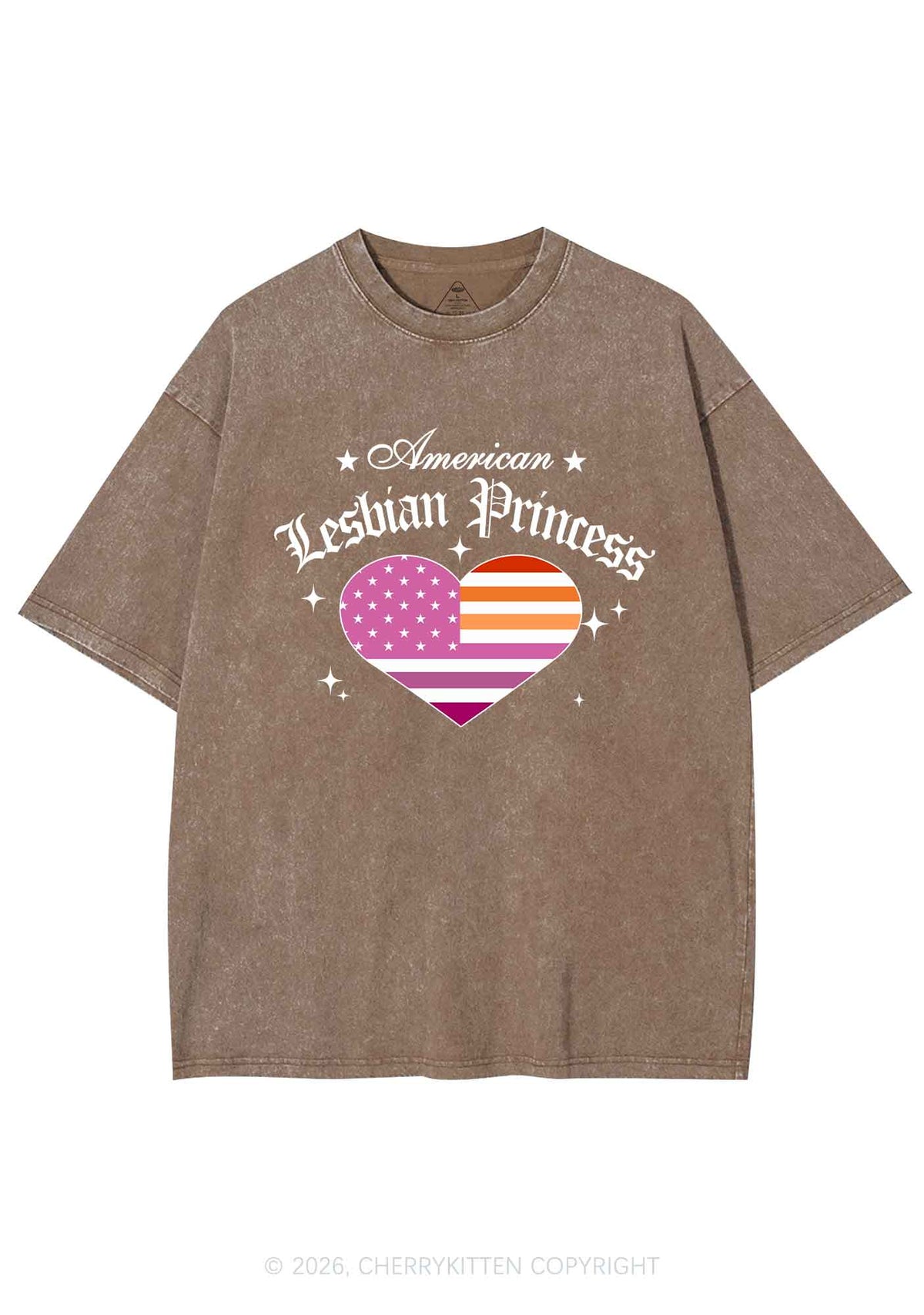 American Lesbian Princess Flag Pride Y2K Shirts Washed Tee Cherrykitten