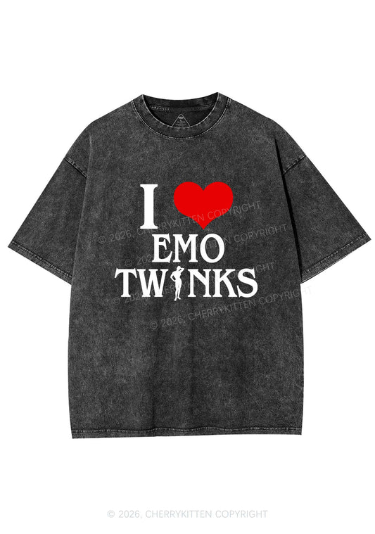 I Love Emo Twinks Pride Y2K Shirts Washed Tee Cherrykitten