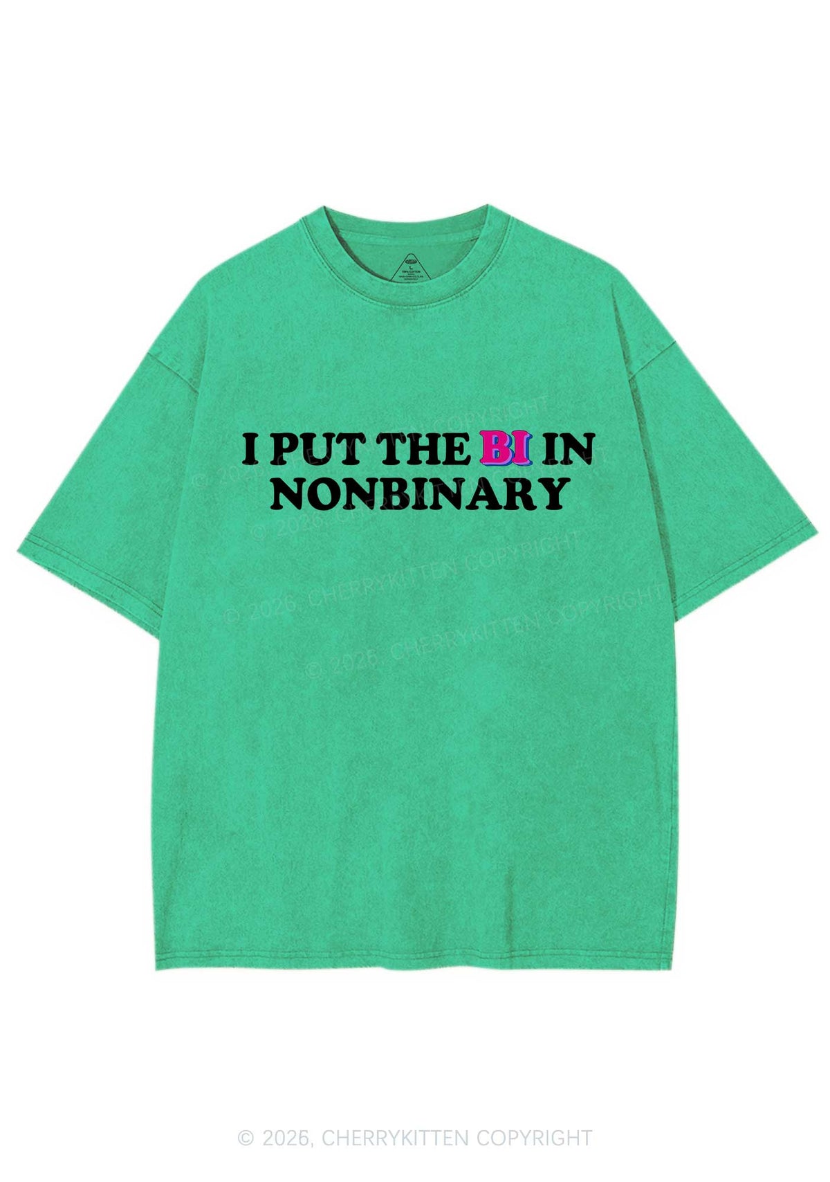 I Put The Bi In Nonbinary Pride Y2K Shirts Washed Tee Cherrykitten