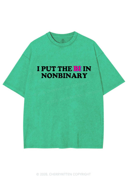 I Put The Bi In Nonbinary Pride Y2K Shirts Washed Tee Cherrykitten