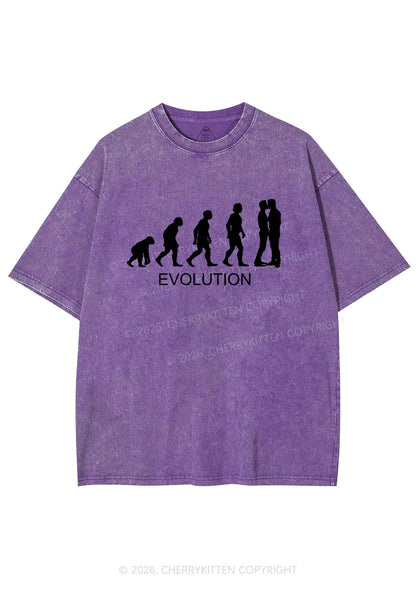 Gay Evolution Pride Y2K Shirts Washed Tee Cherrykitten
