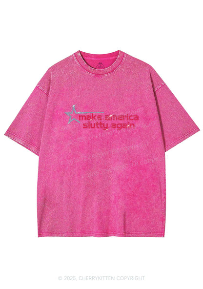 Rhinestone Make America Slxtty Again Y2K Shirts Washed Tee Cherrykitten