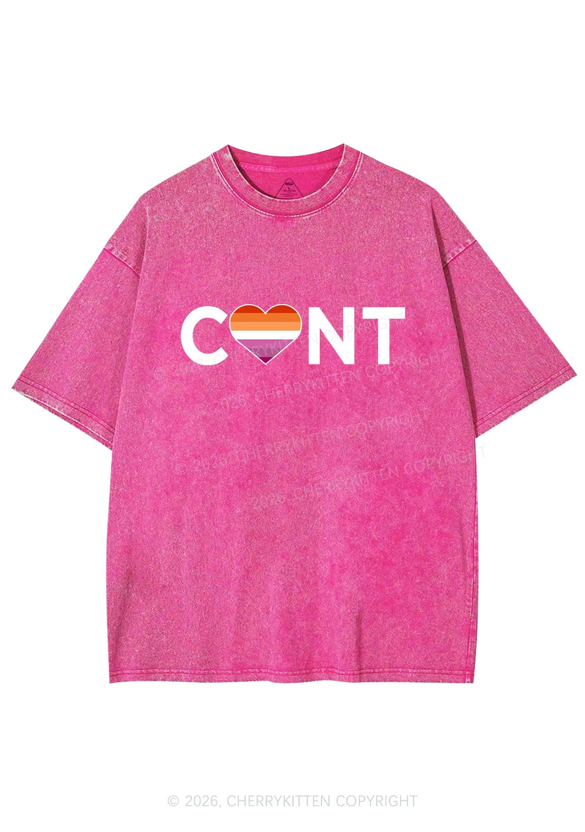 Lesbian Heart Cxxt Pride Y2K Shirts Washed Tee Cherrykitten