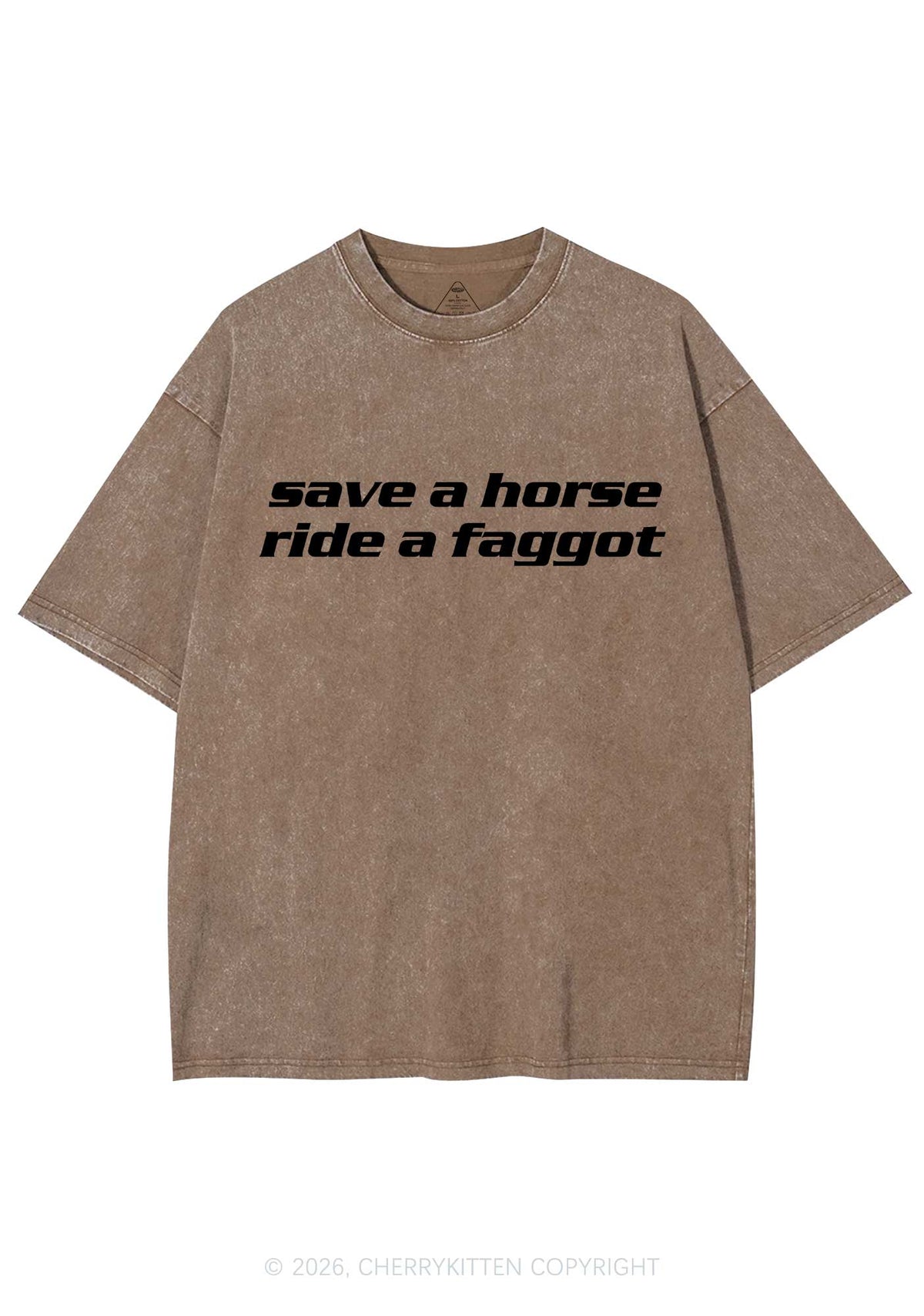 Save Horse Ride Faggot Pride Y2K Shirts Washed Tee Cherrykitten
