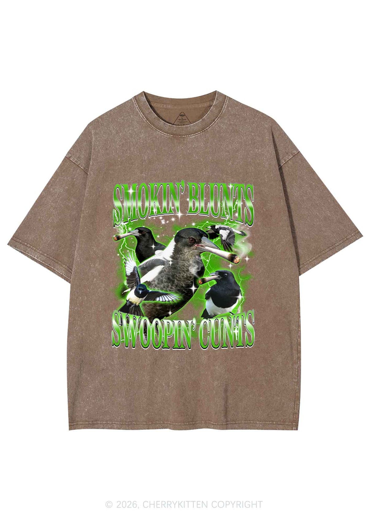 Smokin Blunts Swoopin Cxxts Y2K Shirts Washed Tee Cherrykitten