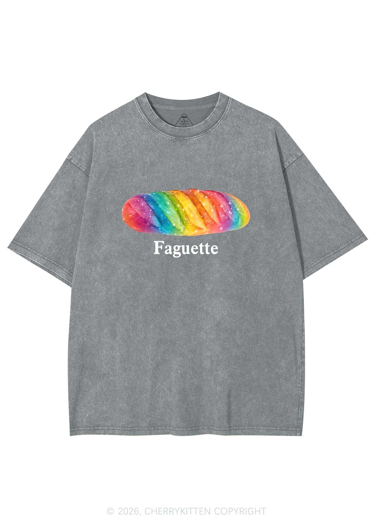 Rainbow Faguette Pride Y2K Shirts Washed Tee Cherrykitten