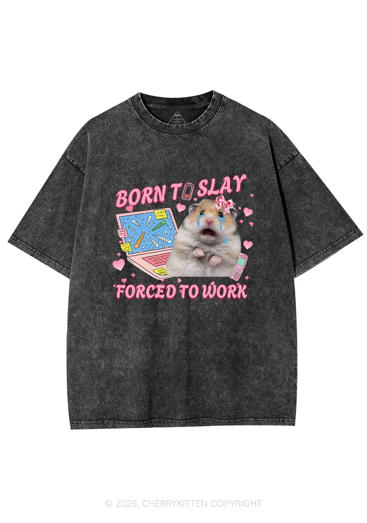 Custom Meme Born To Slay Y2K Shirts Washed Tee Cherrykitten