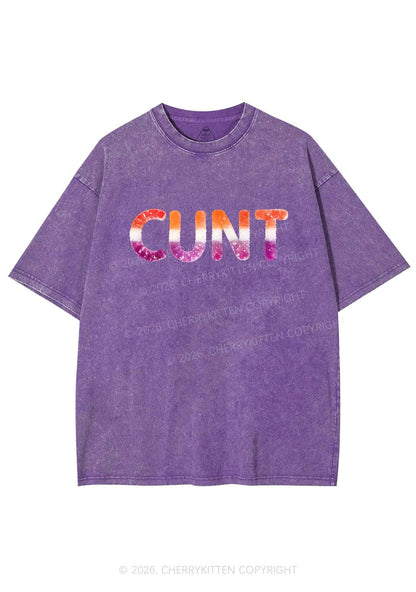 Lesbian Candy Cxxt Pride Y2K Shirts Washed Tee Cherrykitten