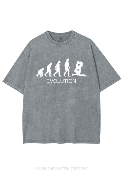 Lesbian Evolution Pride Y2K Shirts Washed Tee Cherrykitten