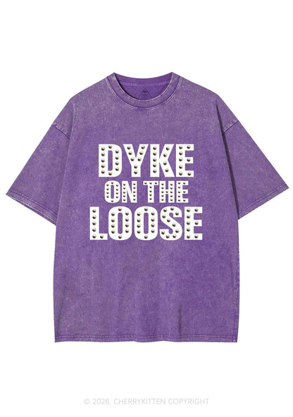 Dyke On The Loose Pride Y2K Shirts Washed Tee Cherrykitten