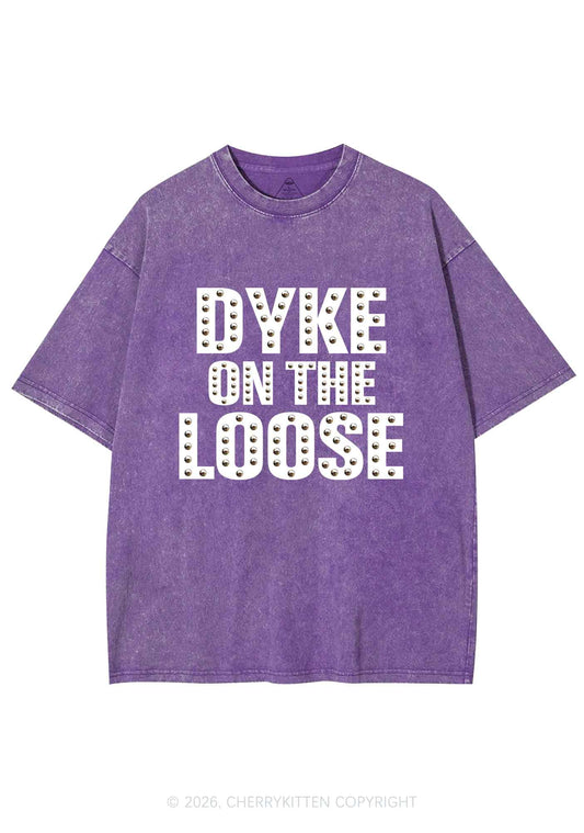 Dyke On The Loose Pride Y2K Shirts Washed Tee Cherrykitten