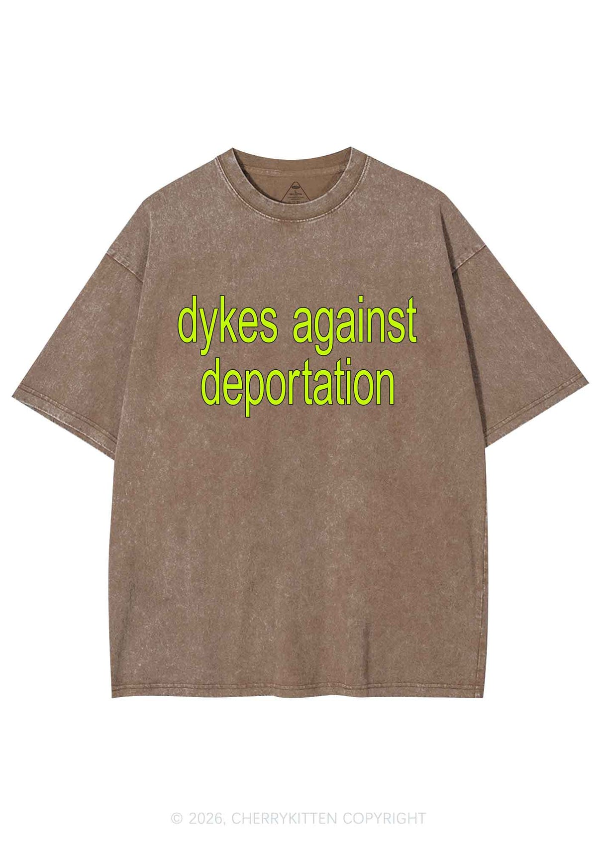Dykes Against Deportation Pride Y2K Shirts Washed Tee Cherrykitten