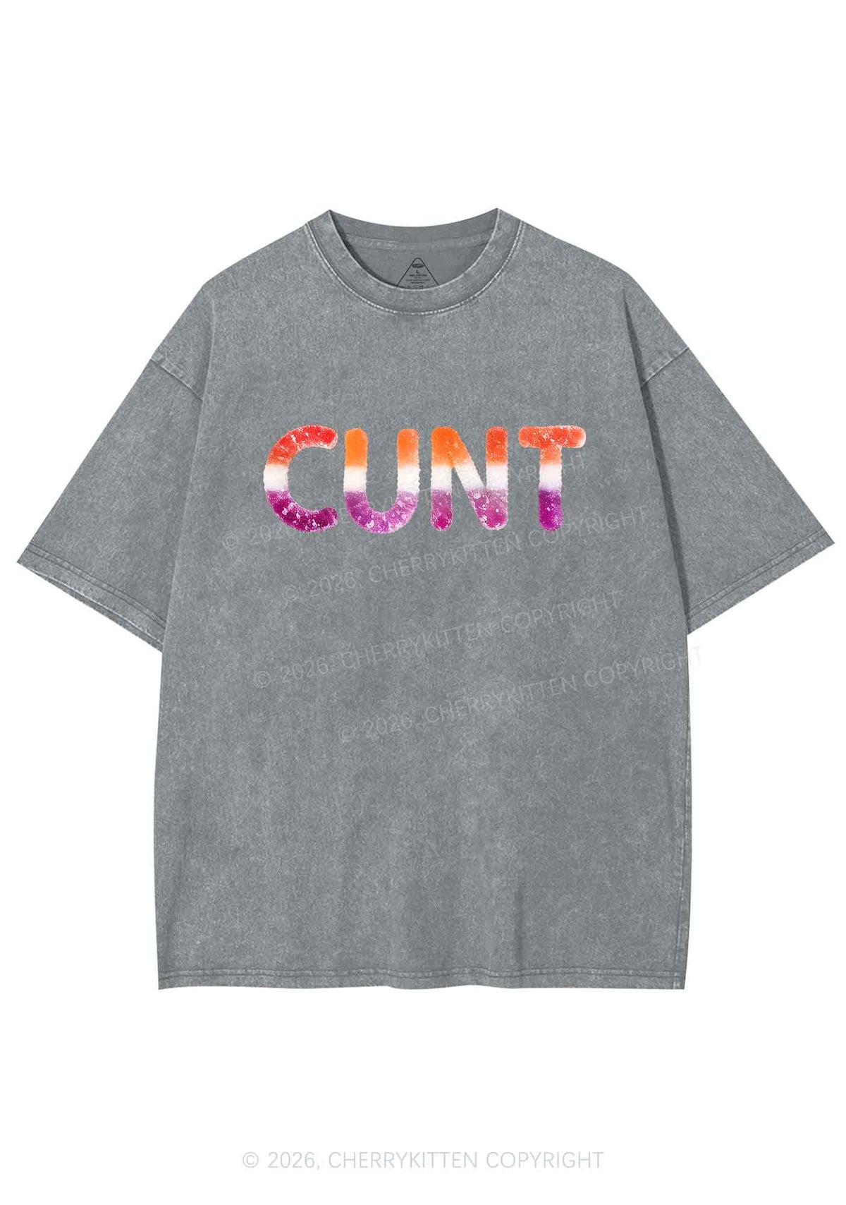 Lesbian Candy Cxxt Pride Y2K Shirts Washed Tee Cherrykitten