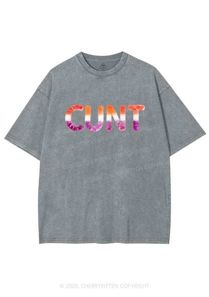 Lesbian Candy Cxxt Pride Y2K Shirts Washed Tee Cherrykitten