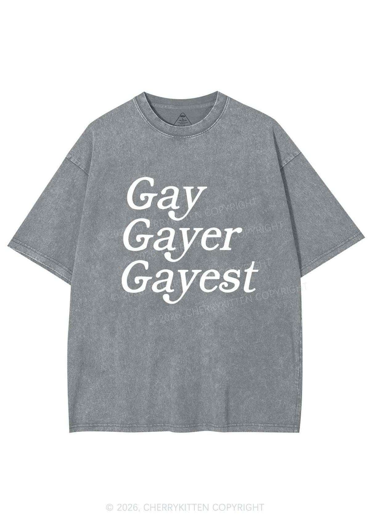 Gay Gayer Gayest Pride Y2K Shirts Washed Tee Cherrykitten