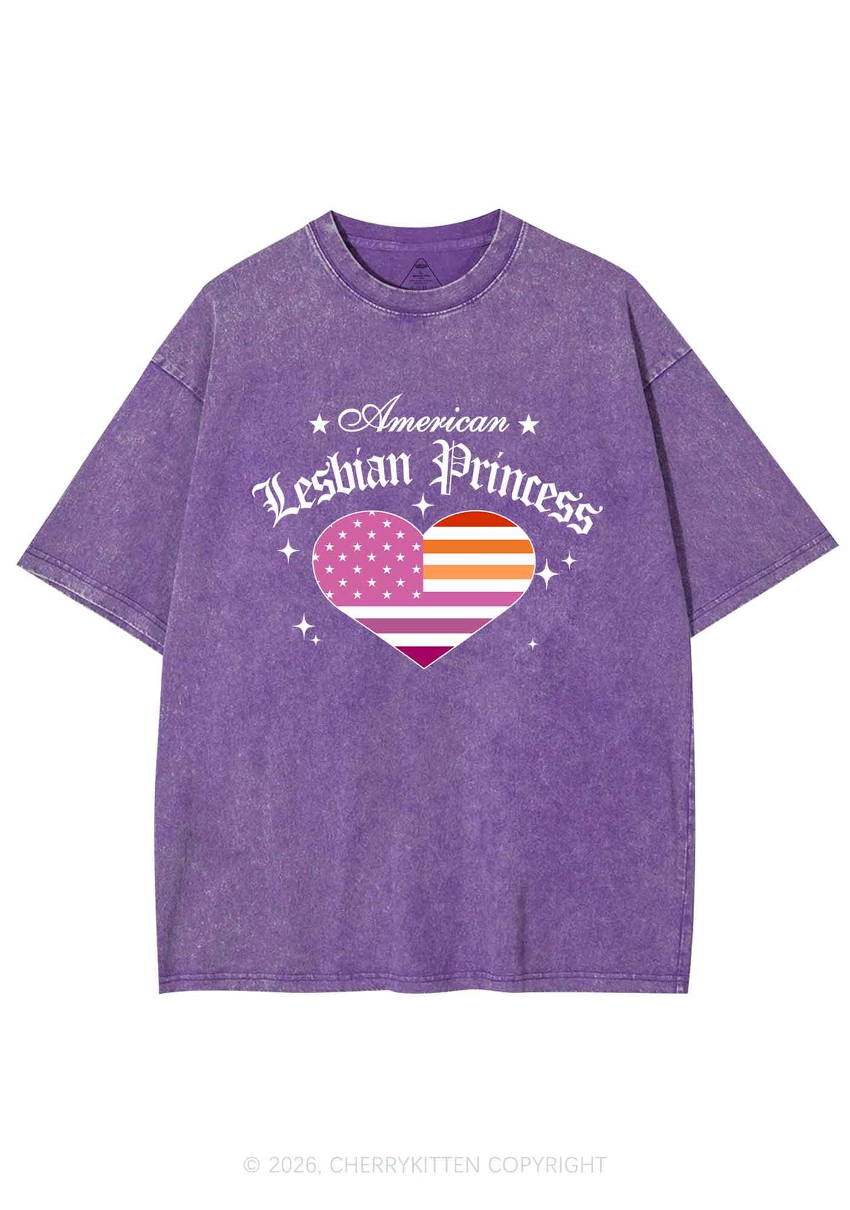 American Lesbian Princess Flag Pride Y2K Shirts Washed Tee Cherrykitten