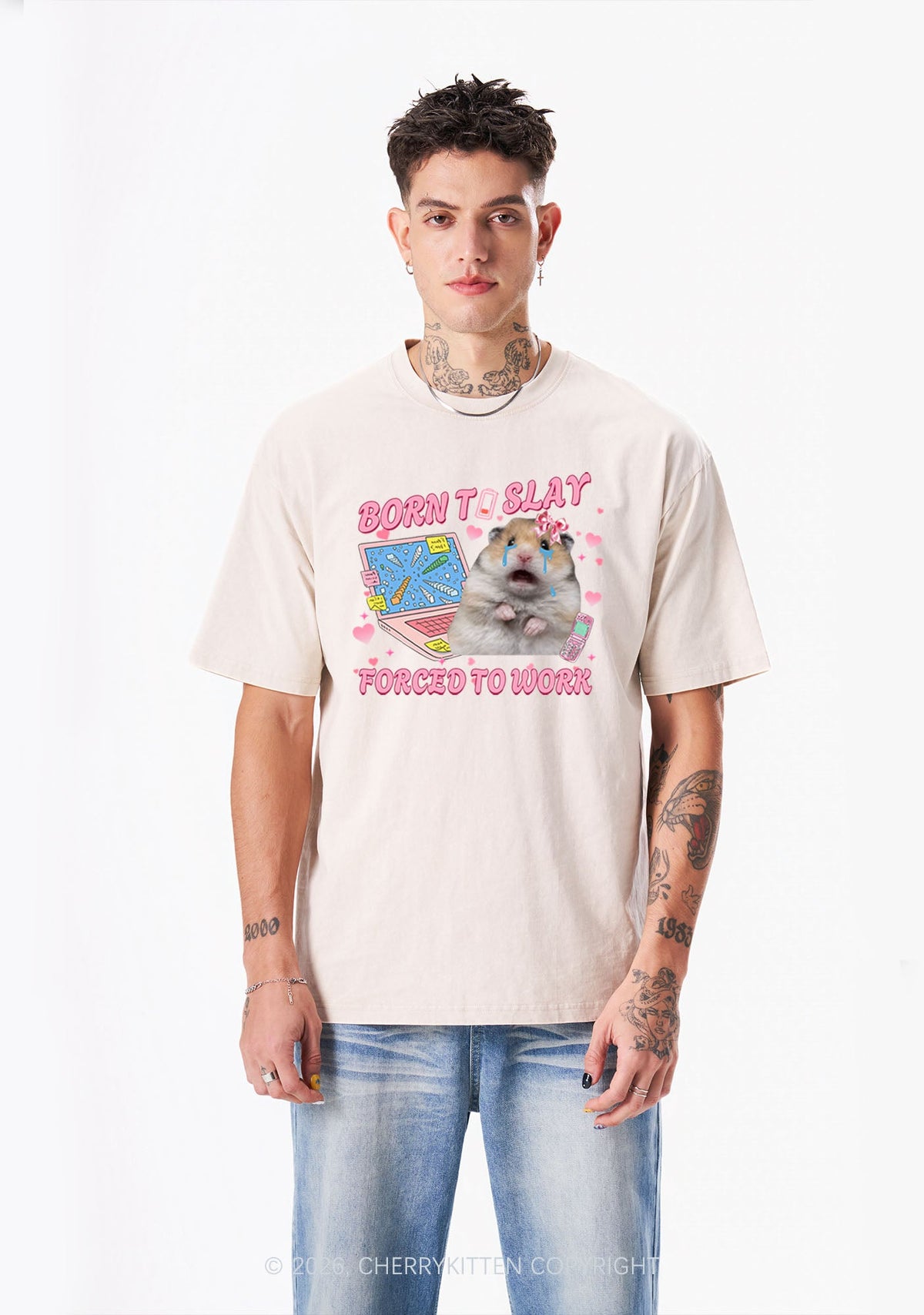Custom Meme Born To Slay Y2K Shirts Washed Tee Cherrykitten