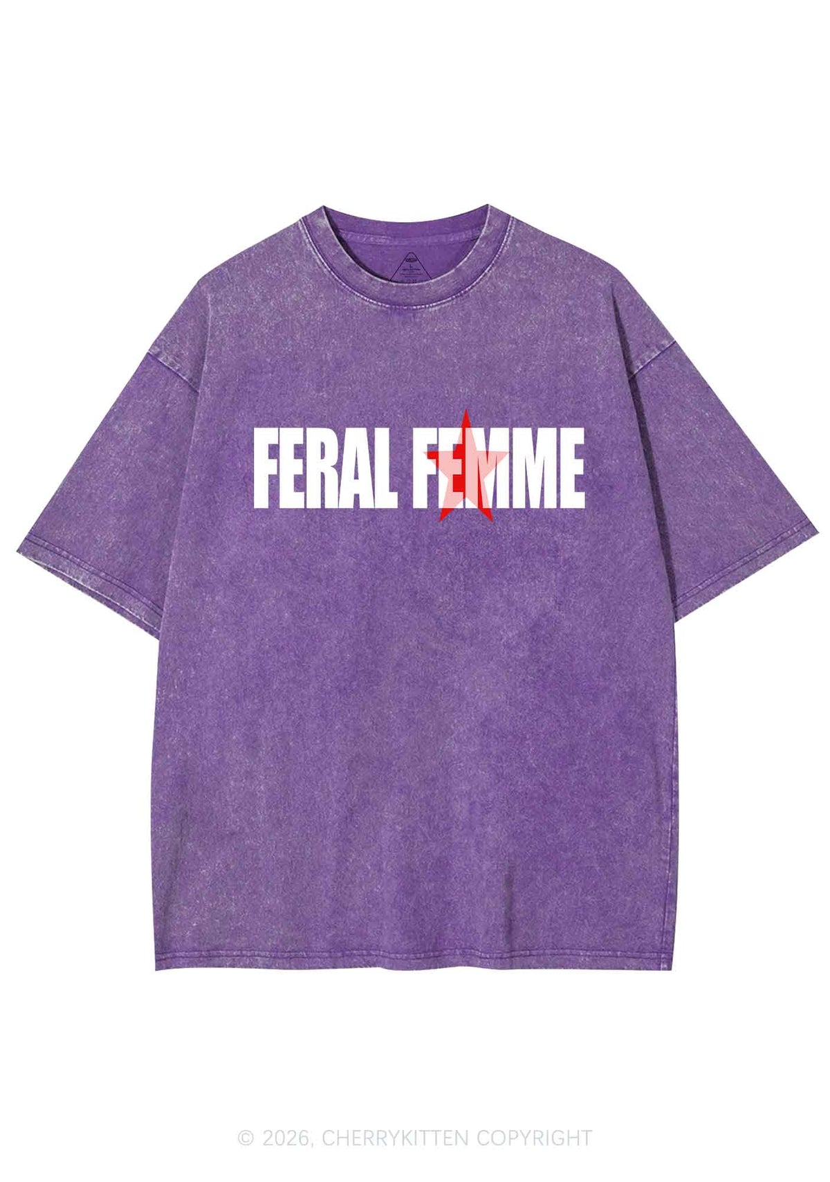Feral Femme Pride Y2K Shirts Washed Tee Cherrykitten