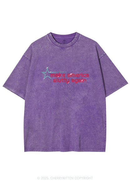 Rhinestone Make America Slxtty Again Y2K Shirts Washed Tee Cherrykitten