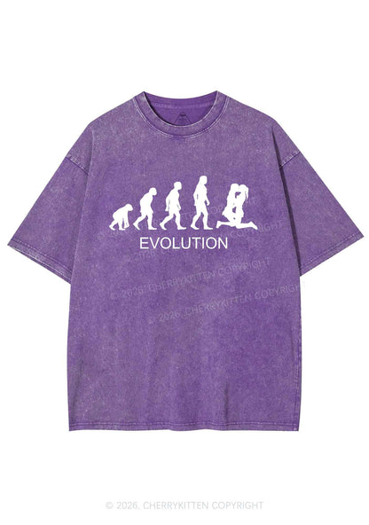 Lesbian Evolution Pride Y2K Shirts Washed Tee Cherrykitten