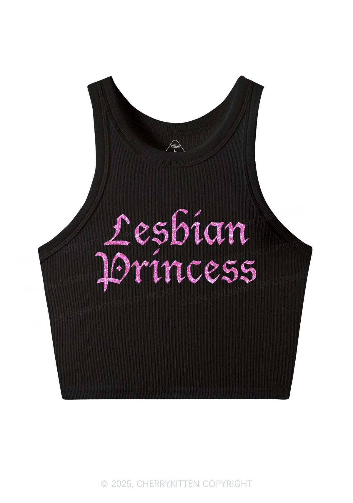 Glitter Lesbian Princess Y2K Crop Tank Top Cherrykitten