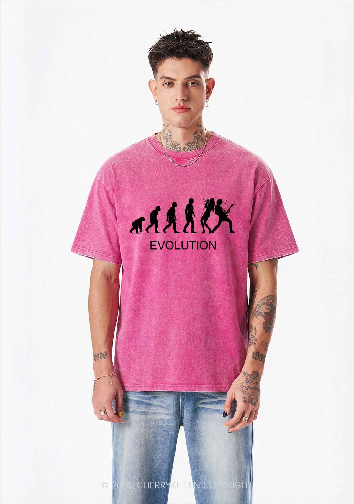 Evolution Rock Band Y2K Shirts Washed Tee Cherrykitten