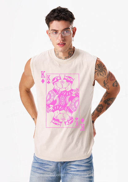 Pink Gay King Pride Y2K Washed Muscle Tank Cherrykitten