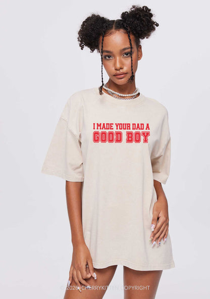 Made Your Dad A Good Boy Y2K Shirts Washed Tee Cherrykitten