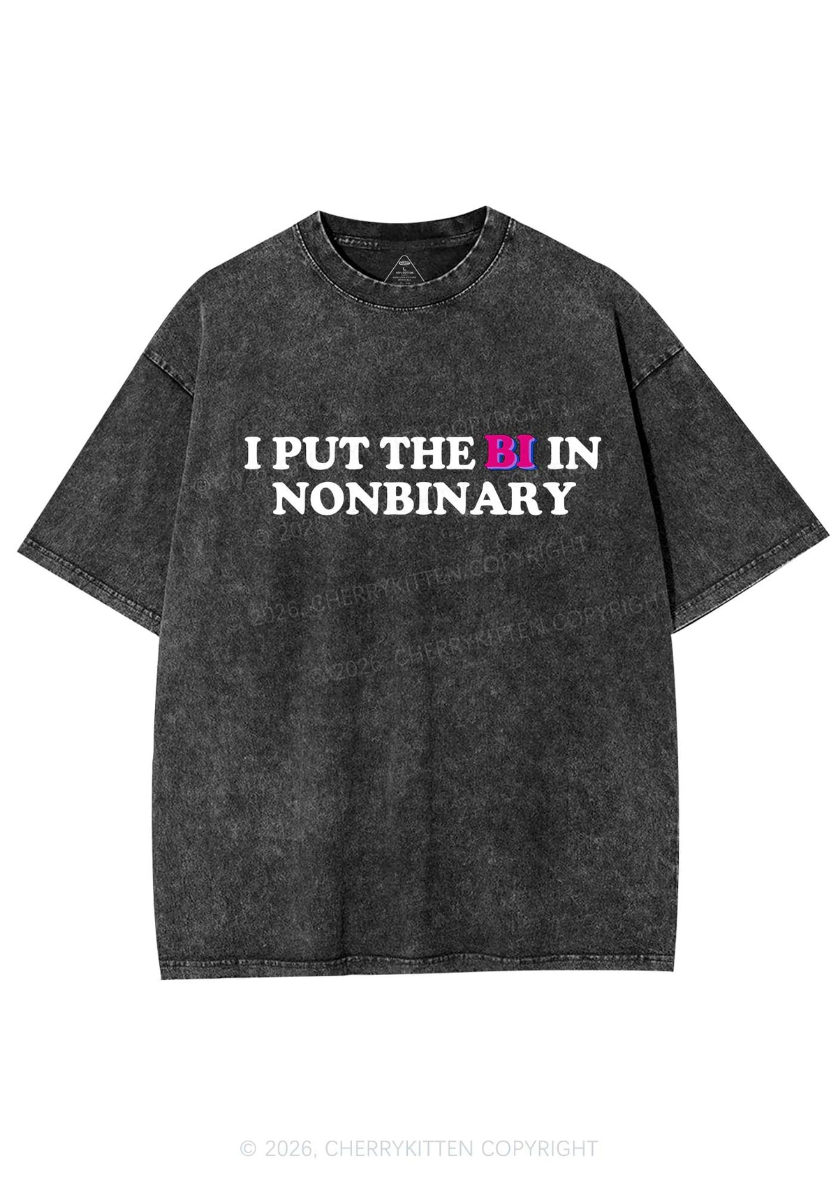 I Put The Bi In Nonbinary Pride Y2K Shirts Washed Tee Cherrykitten