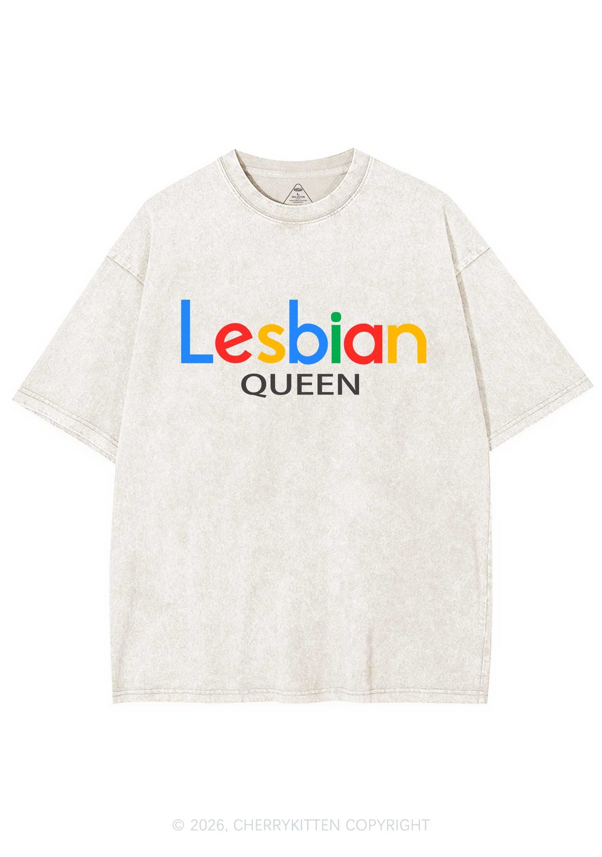 Lesbian Queen Pride Y2K Shirts Washed Tee Cherrykitten