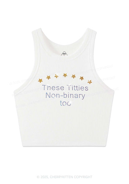 Rhinestone Txtties Nonbinary Too Y2K Crop Tank Top Cherrykitten