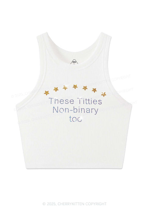Rhinestone Txtties Nonbinary Too Y2K Crop Tank Top Cherrykitten