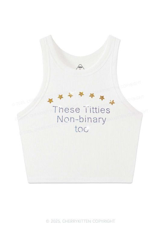Rhinestone Txtties Nonbinary Too Y2K Crop Tank Top Cherrykitten