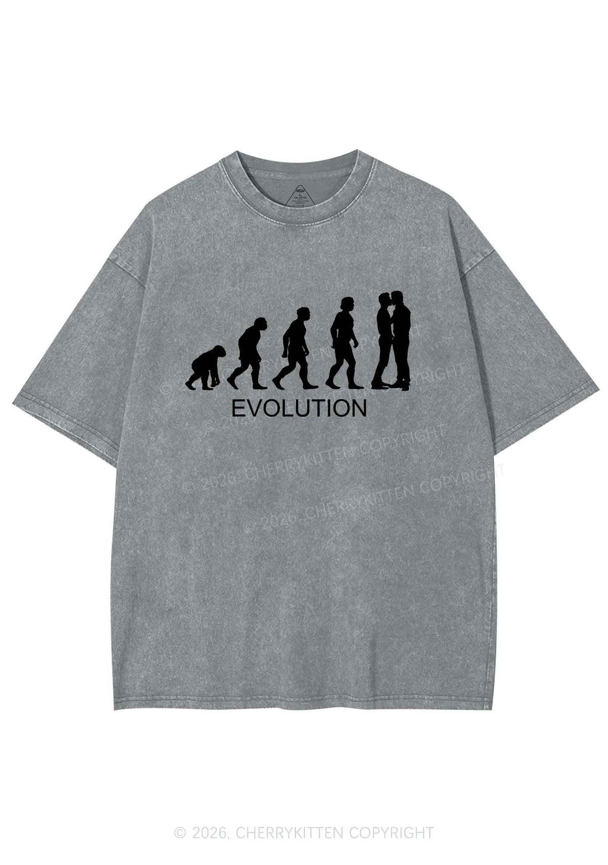 Gay Evolution Pride Y2K Shirts Washed Tee Cherrykitten