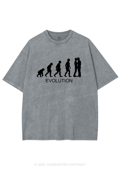 Gay Evolution Pride Y2K Shirts Washed Tee Cherrykitten