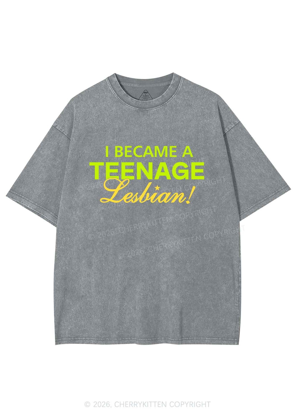 I Became A Teenage Lesbian Pride Y2K Shirts Washed Tee Cherrykitten