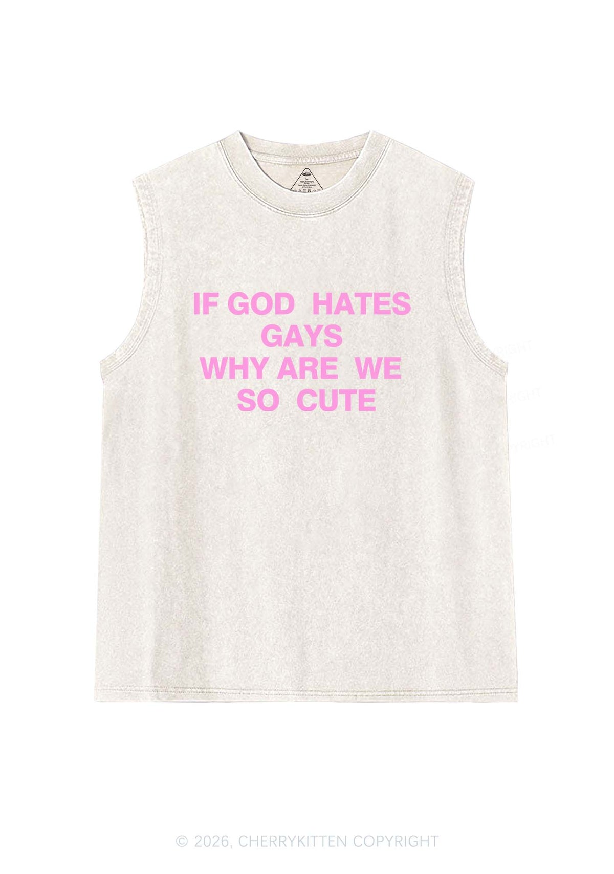 If God Hates Gays Pride Y2K Washed Muscle Tank Cherrykitten
