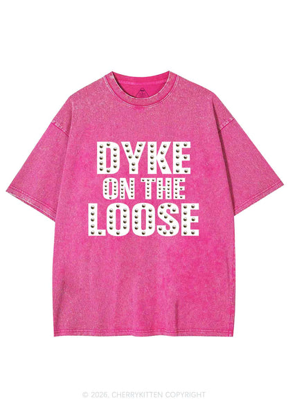Dyke On The Loose Pride Y2K Shirts Washed Tee Cherrykitten