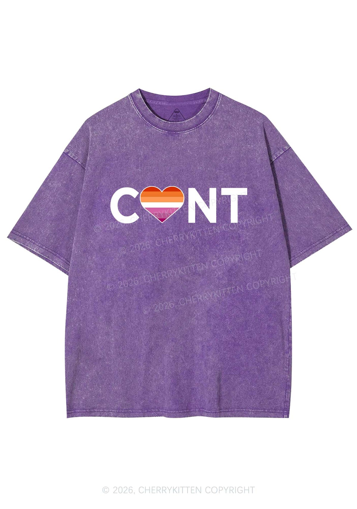 Lesbian Heart Cxxt Pride Y2K Shirts Washed Tee Cherrykitten