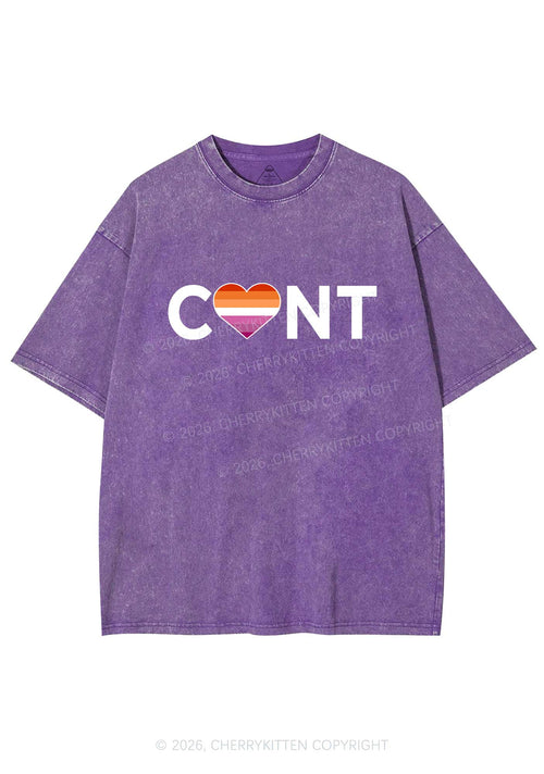 Lesbian Heart Cxxt Pride Y2K Shirts Washed Tee Cherrykitten