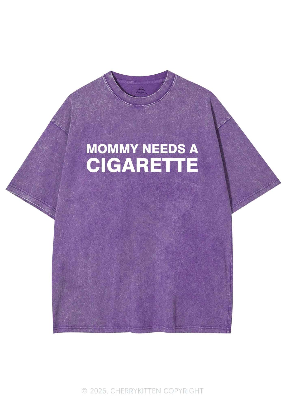 Mommy Needs A Cigarette Y2K Shirts Washed Tee Cherrykitten