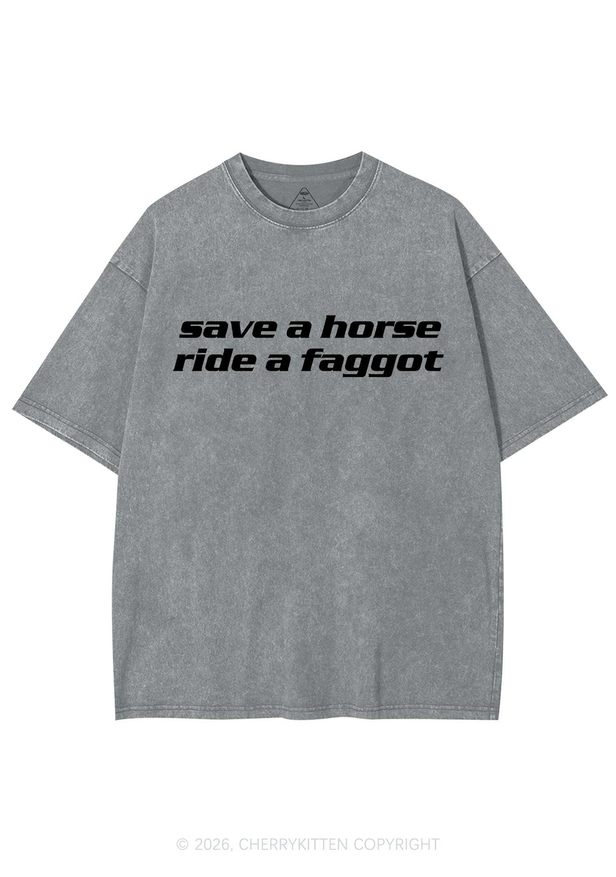 Save Horse Ride Faggot Pride Y2K Shirts Washed Tee Cherrykitten