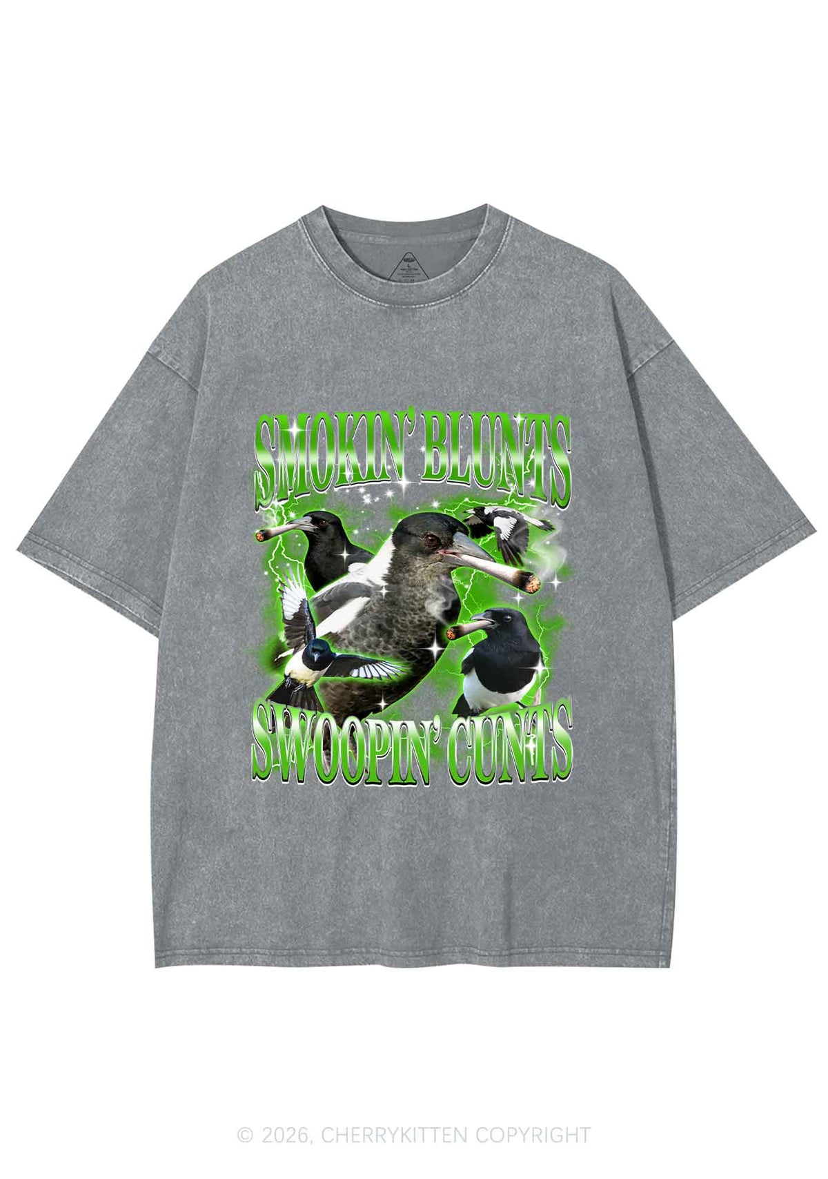 Smokin Blunts Swoopin Cxxts Y2K Shirts Washed Tee Cherrykitten