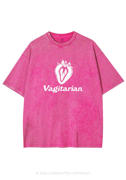 Vagitarian Strawberry Pride Y2K Shirts Washed Tee Cherrykitten