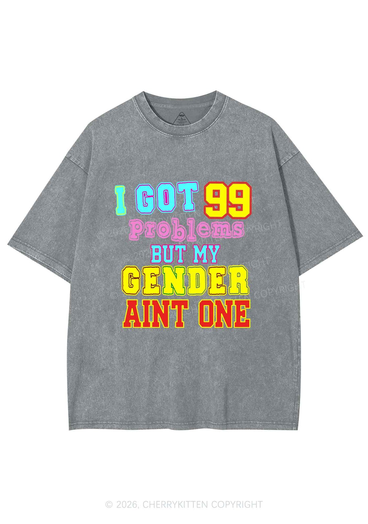 Gender Aint One Pride Y2K Shirts Washed Tee Cherrykitten